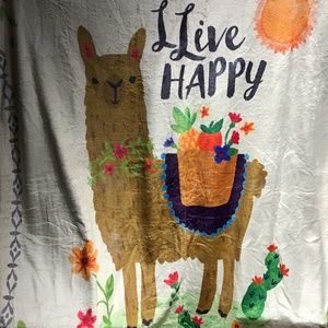 Natural Life Cozy Blanket Llive Happy NWT 50” x 60”